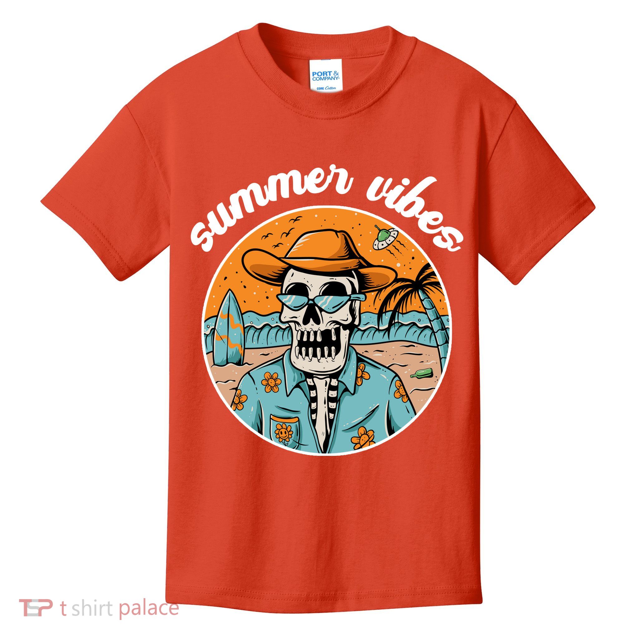 Summer Vibes Vintage Retro Skeleton Kids T-Shirt