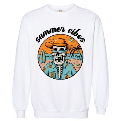 Summer Vibes Vintage Retro Skeleton Garment-Dyed Sweatshirt