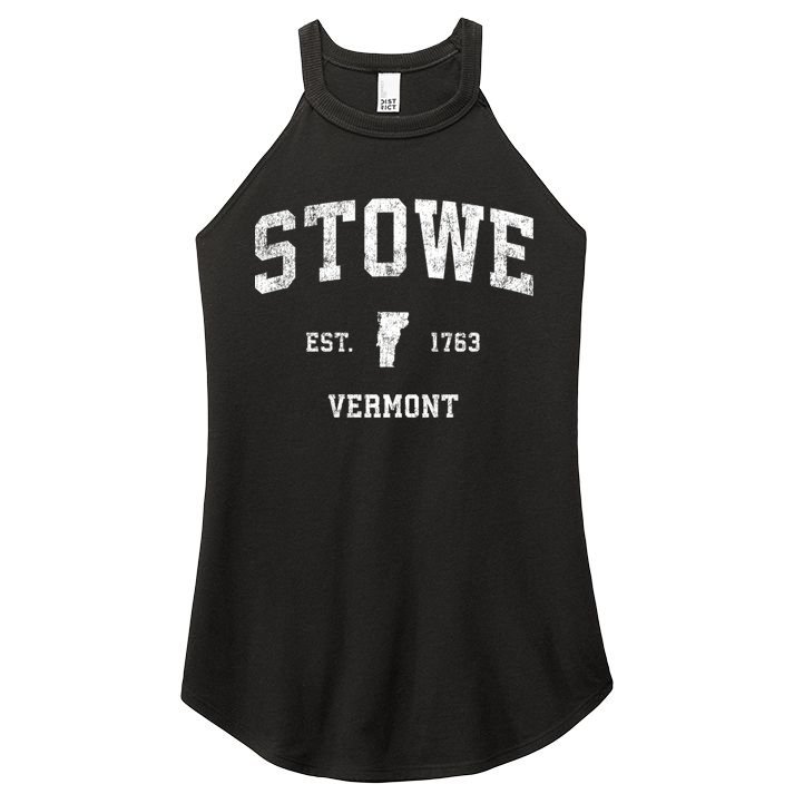 Stowe Vermont Vt Vintage Established Sports Design Women's Perfect Tri Rocker Tank