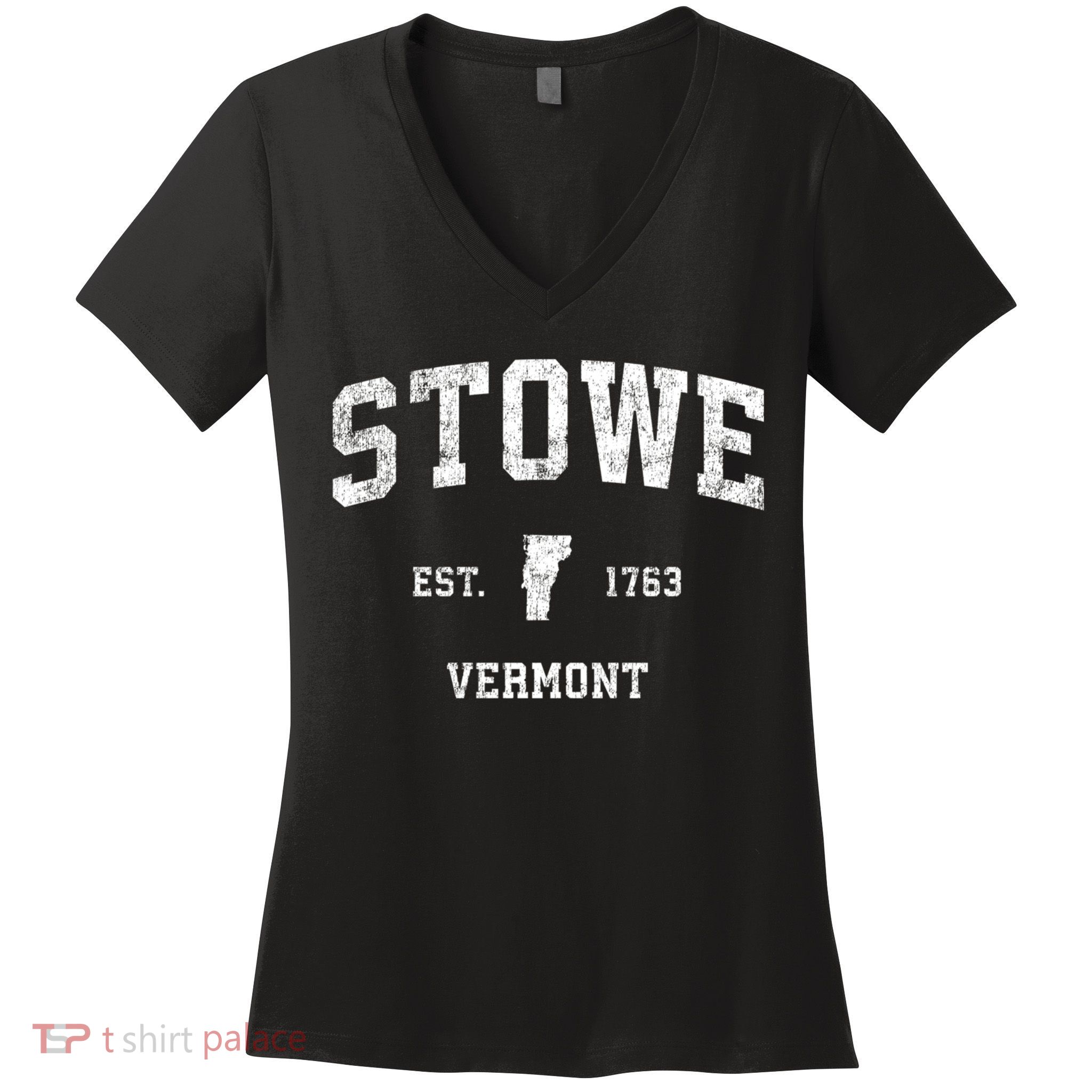 Stowe Vermont Vt Vintage Established Sports Design Women's V-Neck T-Shirt