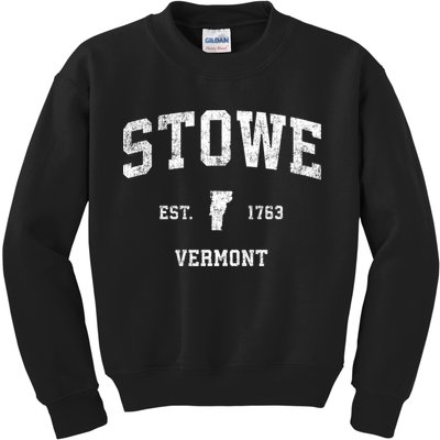 Stowe Vermont Vt Vintage Established Sports Design Kids Sweatshirt