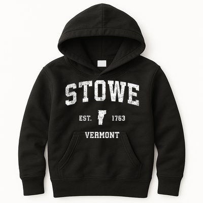 Stowe Vermont Vt Vintage Established Sports Design Kids Hoodie