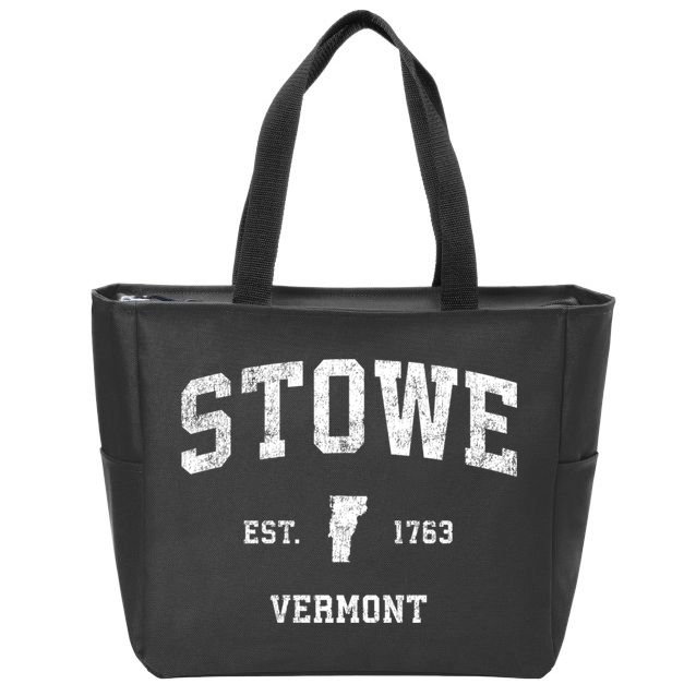 Stowe Vermont Vt Vintage Established Sports Design Zip Tote Bag