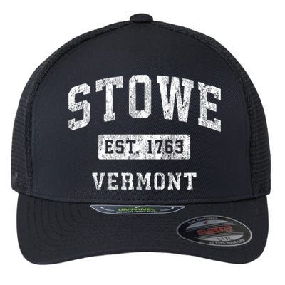 Stowe Vermont Vt Vintage Established Sports Flexfit Unipanel Trucker Cap