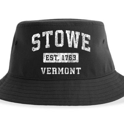 Stowe Vermont Vt Vintage Established Sports Sustainable Bucket Hat