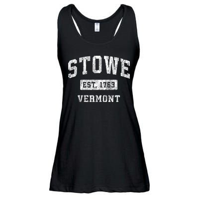 Stowe Vermont Vt Vintage Established Sports Ladies Essential Flowy Tank