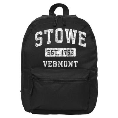 Stowe Vermont Vt Vintage Established Sports 16 in Basic Backpack