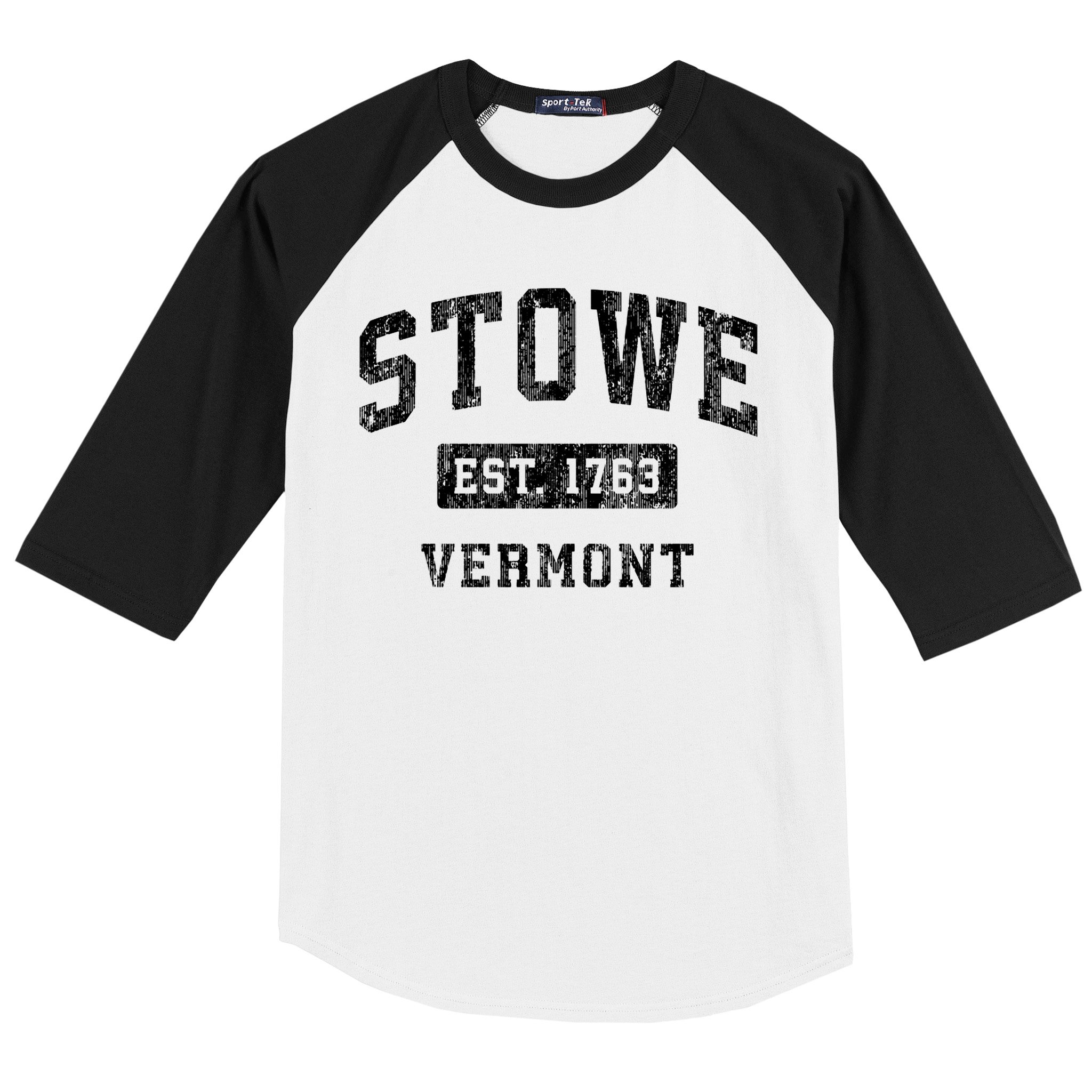 Stowe Vermont Vt Vintage Established Sports Baseball Sleeve Shirt
