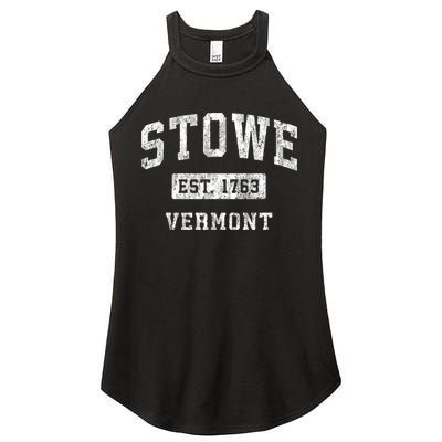 Stowe Vermont Vt Vintage Established Sports Women's Perfect Tri Rocker Tank