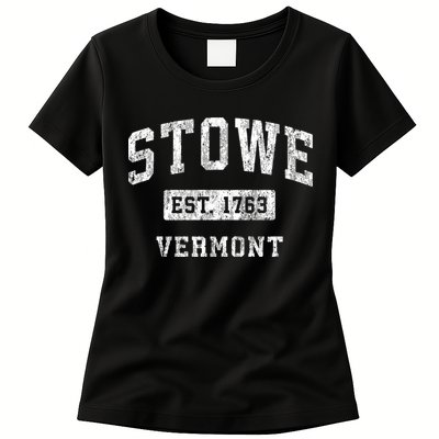 Stowe Vermont Vt Vintage Established Sports Womens T-Shirt