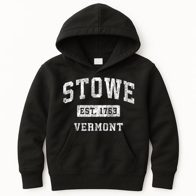 Stowe Vermont Vt Vintage Established Sports Kids Hoodie