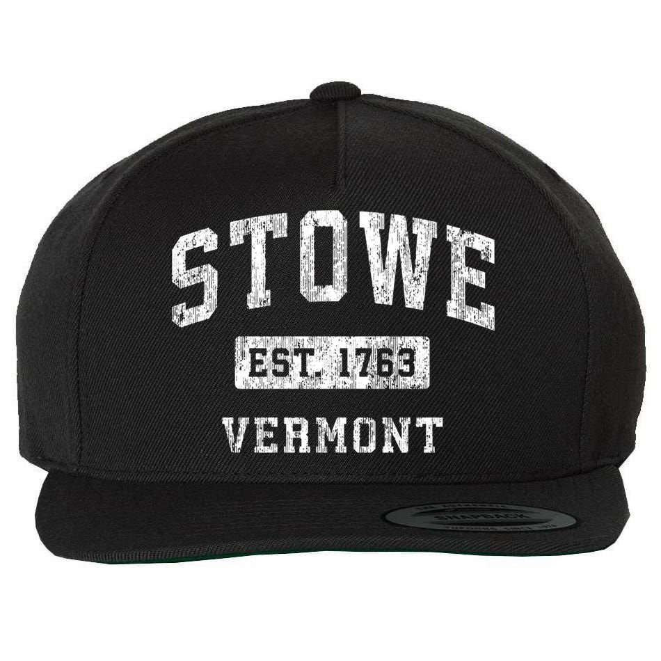 Stowe Vermont Vt Vintage Established Sports Wool Snapback Cap