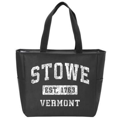 Stowe Vermont Vt Vintage Established Sports Zip Tote Bag