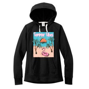 Summer Vibes Vacay Beach Flamingo Vacation Gift Women's Fleece Hoodie