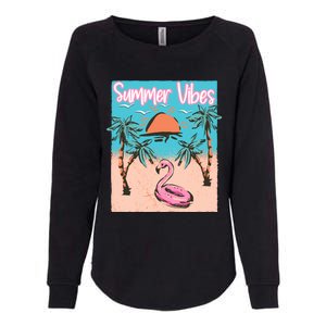 Summer Vibes Vacay Beach Flamingo Vacation Gift Womens California Wash Sweatshirt