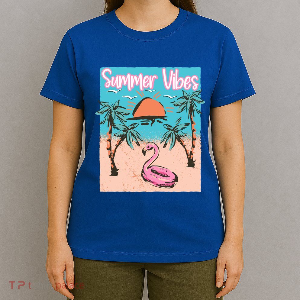 Summer Vibes Vacay Beach Flamingo Vacation Gift T-Shirt