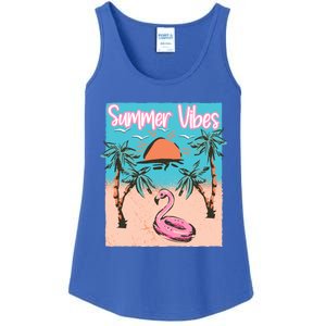 Summer Vibes Vacay Beach Flamingo Vacation Gift Ladies Essential Tank