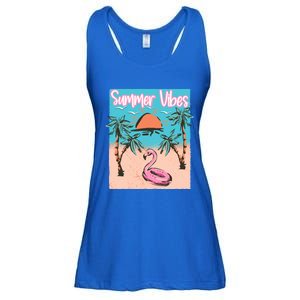 Summer Vibes Vacay Beach Flamingo Vacation Gift Ladies Essential Flowy Tank