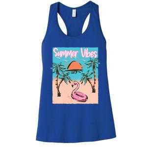 Summer Vibes Vacay Beach Flamingo Vacation Gift Women's Racerback Tank