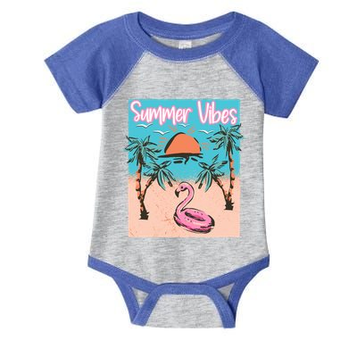 Summer Vibes Vacay Beach Flamingo Vacation Gift Infant Baby Jersey Bodysuit