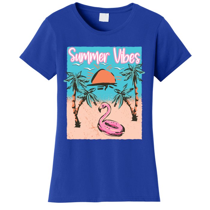 Summer Vibes Vacay Beach Flamingo Vacation Gift Women's T-Shirt