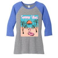 Summer Vibes Vacay Beach Flamingo Vacation Gift Women's Tri-Blend 3/4-Sleeve Raglan Shirt