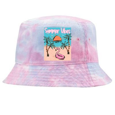 Summer Vibes Vacay Beach Flamingo Vacation Gift Tie-Dyed Bucket Hat