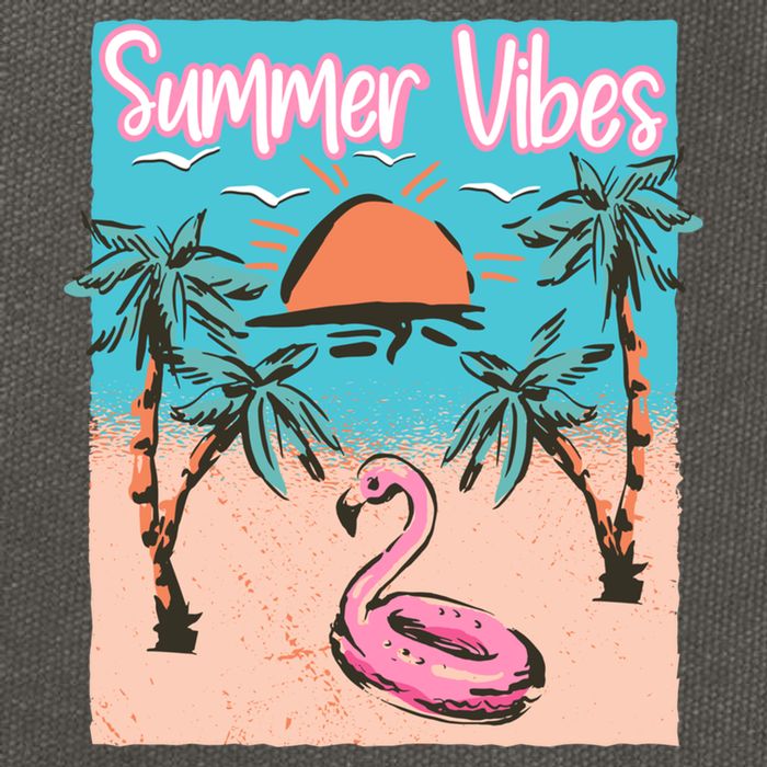 Summer Vibes Vacay Beach Flamingo Vacation Gift Cotton Canvas Backpack