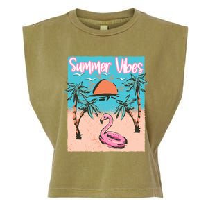 Summer Vibes Vacay Beach Flamingo Vacation Gift Garment-Dyed Women's Muscle Tee