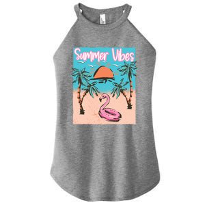 Summer Vibes Vacay Beach Flamingo Vacation Gift Women's Perfect Tri Rocker Tank