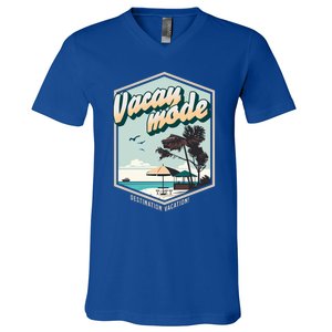 Summer Vacay Vibes Beach Palms Sunny Familiy Vacation Gift V-Neck T-Shirt