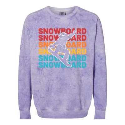 Snowboard Vintage Winter Sports Alpine Skiing Snowboarder Colorblast Crewneck Sweatshirt