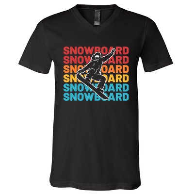 Snowboard Vintage Winter Sports Alpine Skiing Snowboarder V-Neck T-Shirt