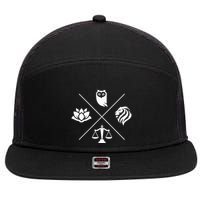 Stoic Virtues Wisdom Temperance Justice Courage Stoicism Stoic Virtues Wisdom 7 Panel Mesh Trucker Snapback Hat