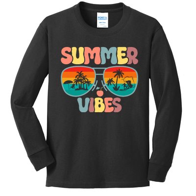 Summer Vibes With Sunglasses Graphic Kids Long Sleeve Shirt