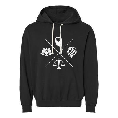 Stoic Virtues Wisdom Temperance Justice Courage Stoicism Garment-Dyed Fleece Hoodie