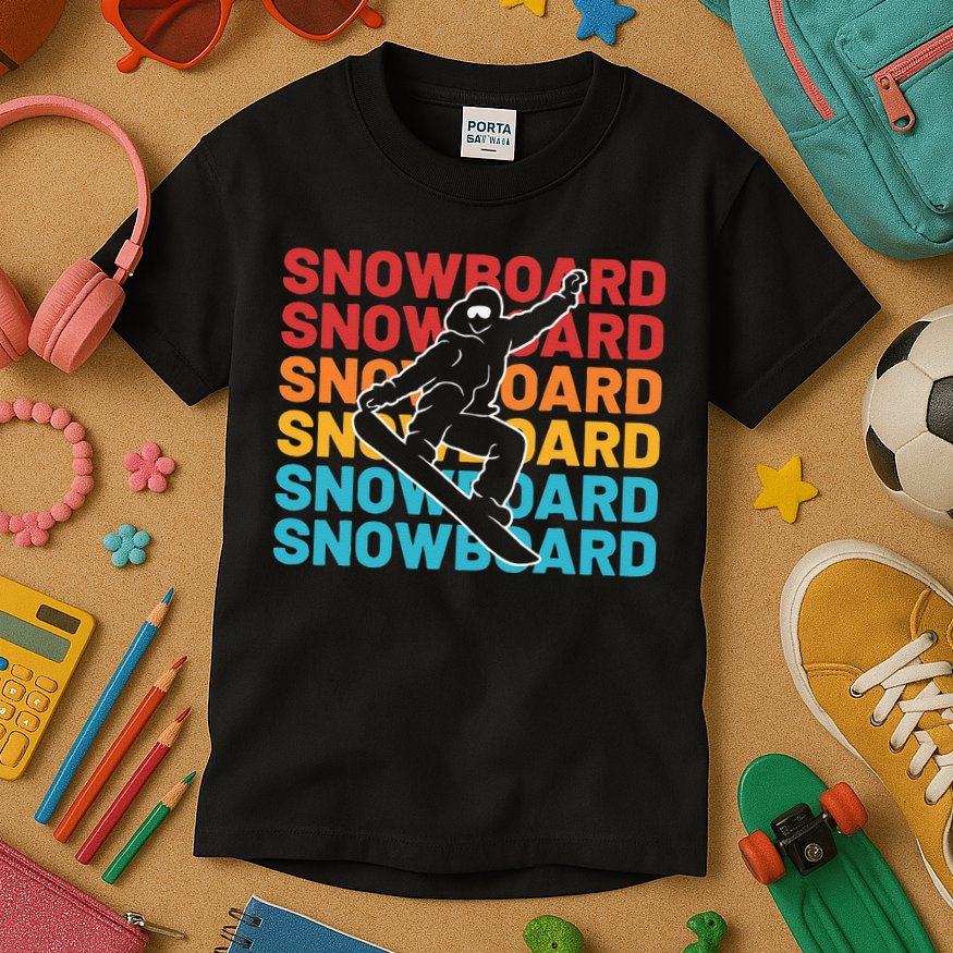 Snowboard Vintage Winter Sports Alpine Skiing Snowboarder Kids T-Shirt