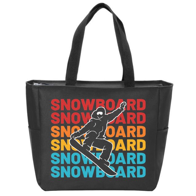 Snowboard Vintage Winter Sports Alpine Skiing Snowboarder Zip Tote Bag