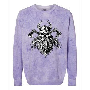 Skull Viking With Beard Colorblast Crewneck Sweatshirt