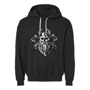 Skull Viking With Beard Garment-Dyed Fleece Hoodie