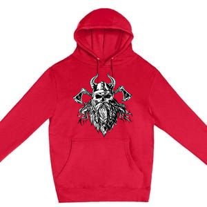 Skull Viking With Beard Premium Pullover Hoodie