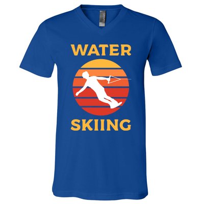 Sunset Vintage Water Skiing Meaningful Gift V-Neck T-Shirt