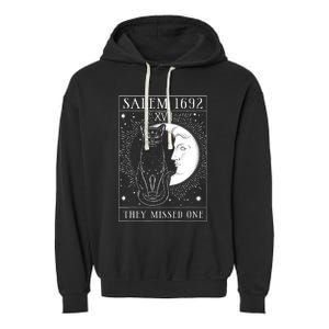 Salem Witch 1692 They Missed One Halloween Witch Costume Black Cat Garment-Dyed Fleece Hoodie