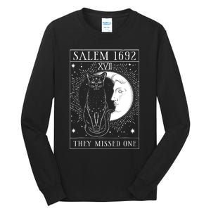 Salem Witch 1692 They Missed One Halloween Witch Costume Black Cat Tall Long Sleeve T-Shirt