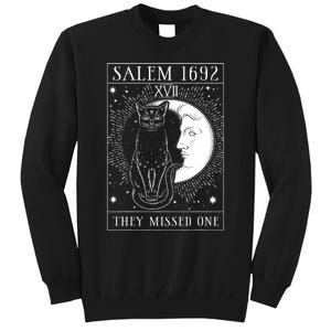 Salem Witch 1692 They Missed One Halloween Witch Costume Black Cat Tall Sweatshirt