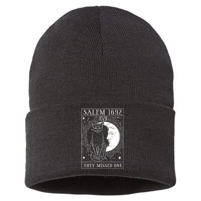 Salem Witch 1692 They Missed One Halloween Witch Costume Black Cat Sustainable Knit Beanie