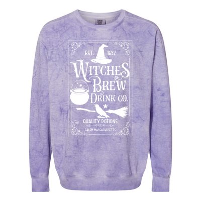 Salem Witch 1692 Witches Brew Funny Witchy Halloween Great Gift Colorblast Crewneck Sweatshirt