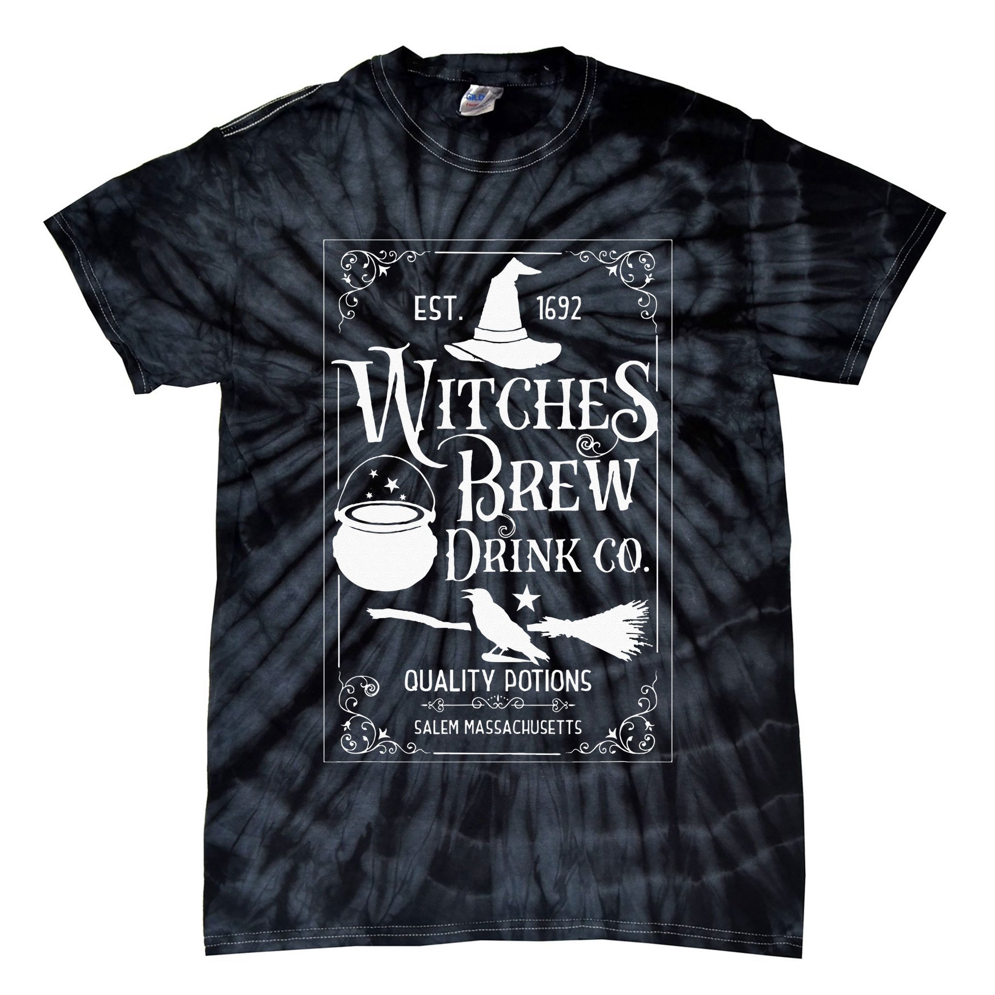 Salem Witch 1692 Witches Brew Drink Funny Witchy Halloween Tie-Dye T-Shirt