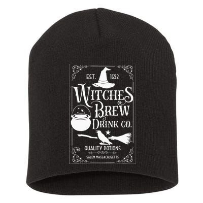 Salem Witch 1692 Witches Brew Drink Funny Witchy Halloween Short Acrylic Beanie