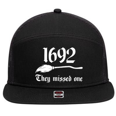 Salem Witch 1692 They Missed One Halloween Massachusetts Witch Trials Season 7 Panel Mesh Trucker Snapback Hat